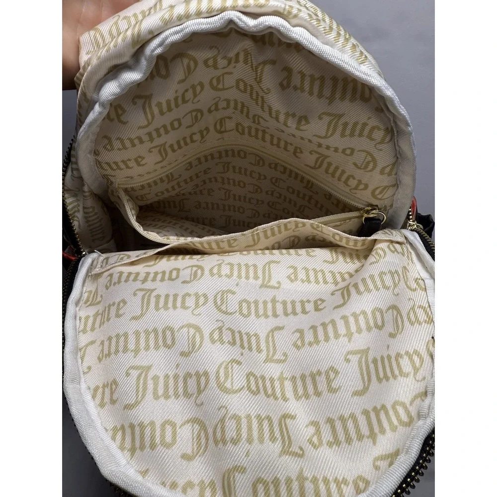 Juicy Couture Mini Backpack Red‎ Pink Roses Black Logo Straps Pockets